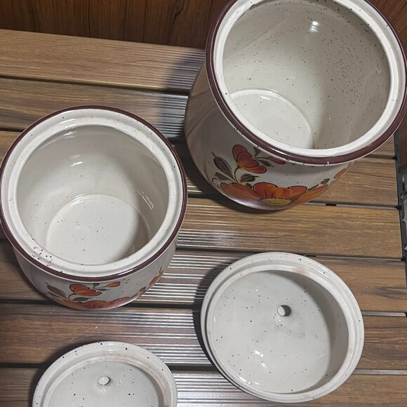 (VK)Vintage 1970s Valencia Poppy Stoneware Canisters (2) - Picture 4 of 9